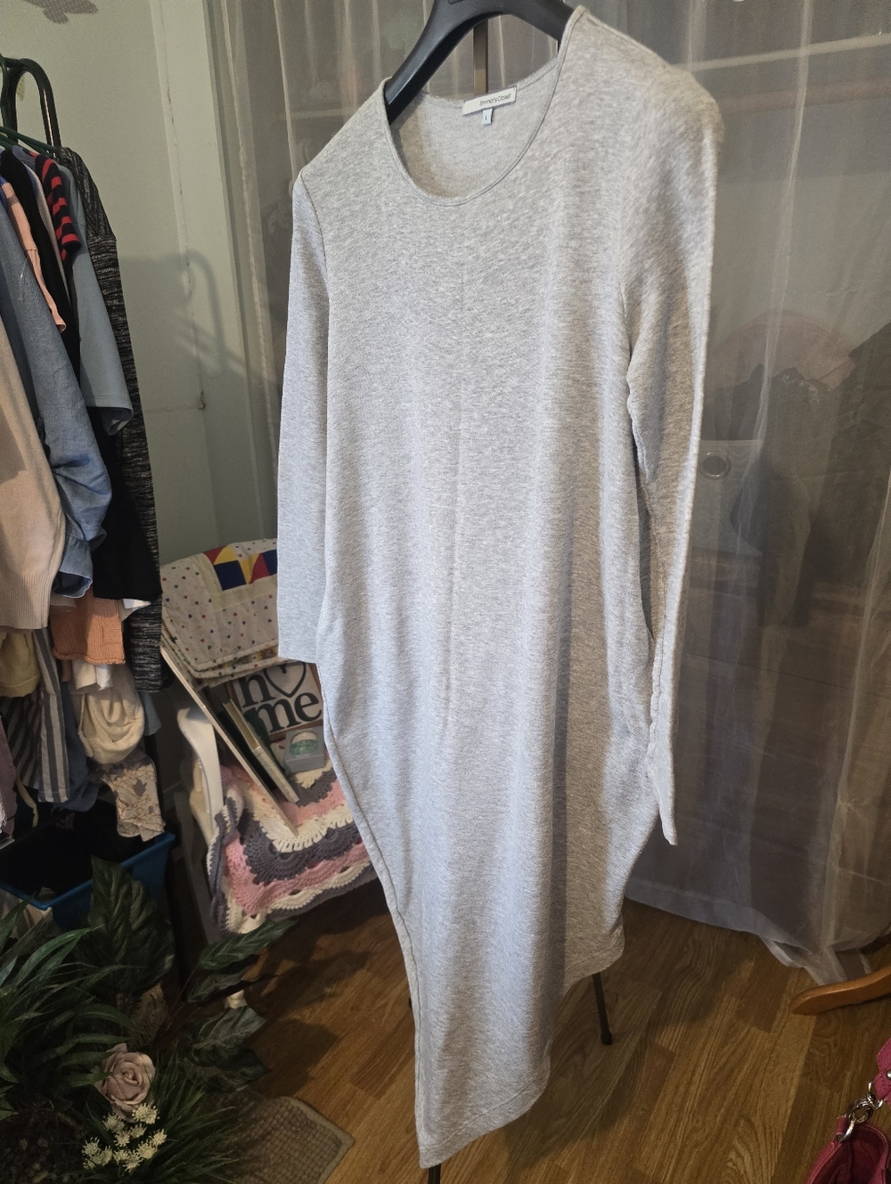 Emma's Closet Light Gray Pockets Dress Tunic Rayon L